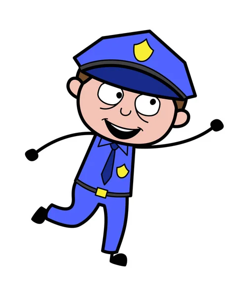 Salto per la cattura - Retro poliziotto vettoriale illustrazione — Vettoriale Stock