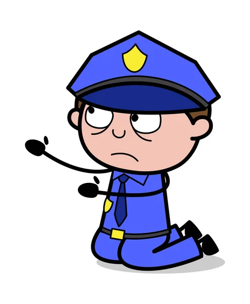 Betteln - Retro Cop Polizist Vektor Illustration — Stockvektor