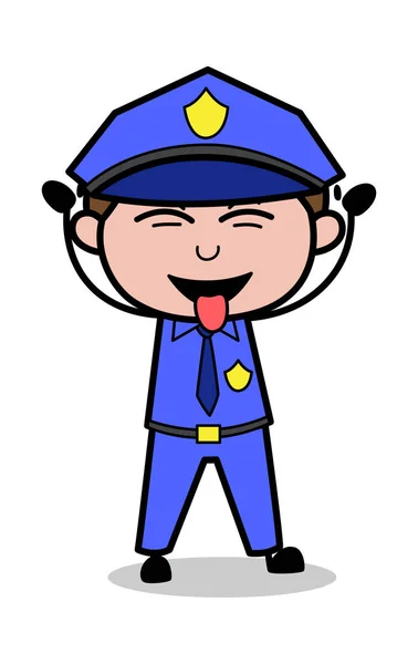Dokuczanie z językiem-retro COP policjant wektor ilustracja — Wektor stockowy