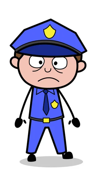 Sich fragender Ausdruck - Retro Cop Polizist Vektor Illustration — Stockvektor