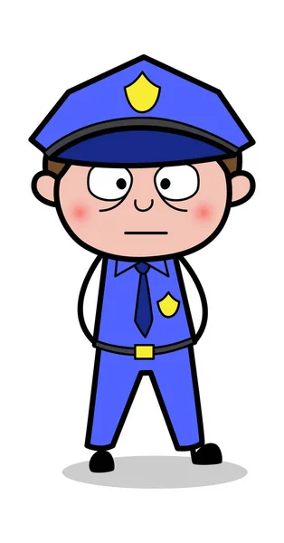 Stunned - Retro Cop Policeman Vector Illustration - Stok Vektor