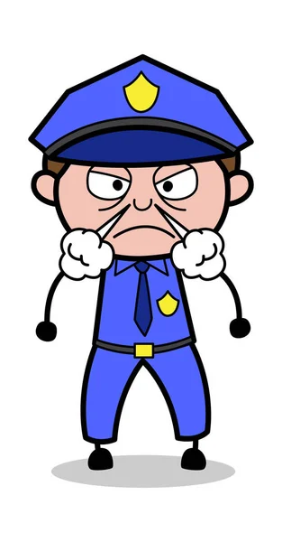 Agressieve-retro COP politieagent vector illustratie — Stockvector