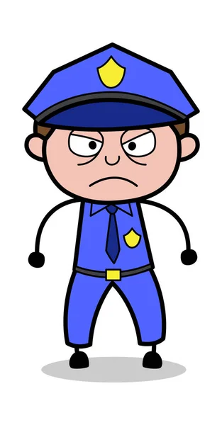 Bedreigen-retro COP politieagent vector illustratie — Stockvector