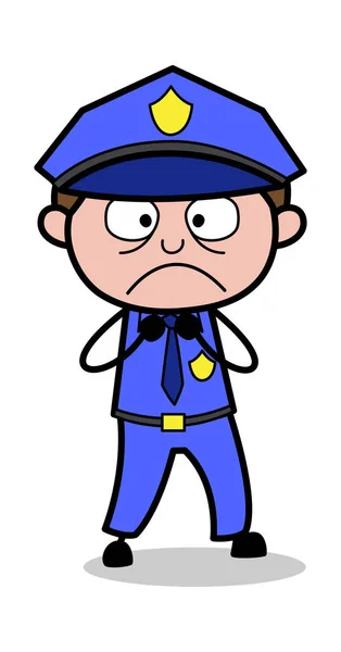 Zeer nerveus-retro COP politieagent vector illustratie — Stockvector