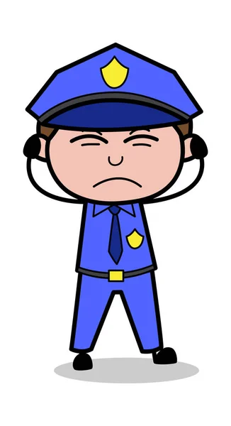 Te veel lawaai-retro COP politieagent vector illustratie — Stockvector