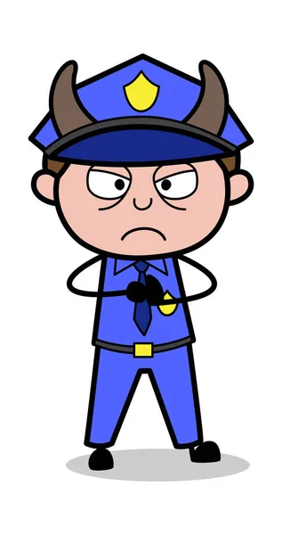 Rage-retro COP politieagent vector illustratie — Stockvector