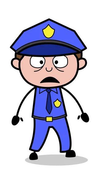 Zaskoczony twarz-retro COP policjant wektor ilustracja — Wektor stockowy