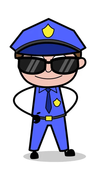 Coole Einstellung - Retro Cop Polizist Vektor Illustration — Stockvektor