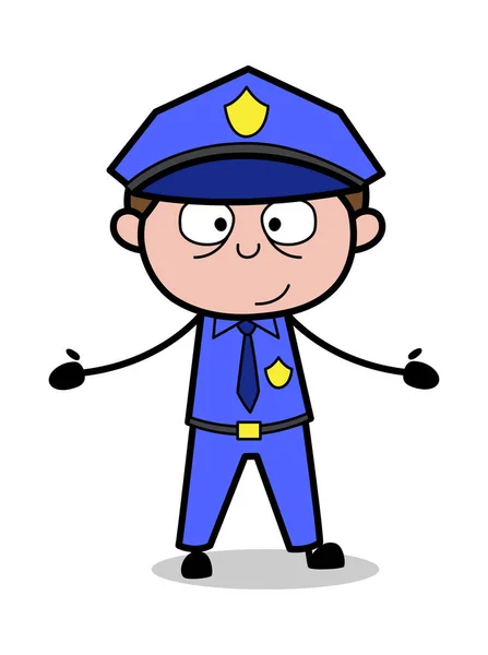 Mostrando mani vuote - Retro poliziotto poliziotto vettoriale illustrazione — Vettoriale Stock
