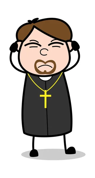 So Much Noise - Cartoon Priest Religious Vector Illustration — Stock Vector