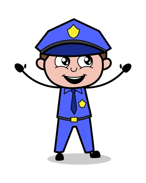 Excited - Retro Cop Policeman Vector Illustration — Stock Vector