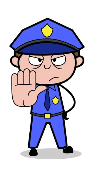 Stop Signal - Retro Cop Policeman Vector Illustration — Stock Vector
