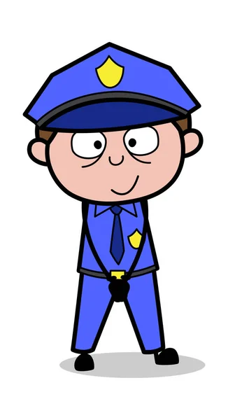 Waiting - Retro Cop Policeman Vector Illustration — Stock Vector