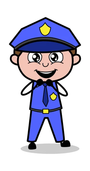 Expectation - Retro Cop Policeman Vector Illustration — Stock Vector