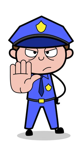 Stop Gesture - Retro Cop Policeman Vector Illustration — Stock Vector