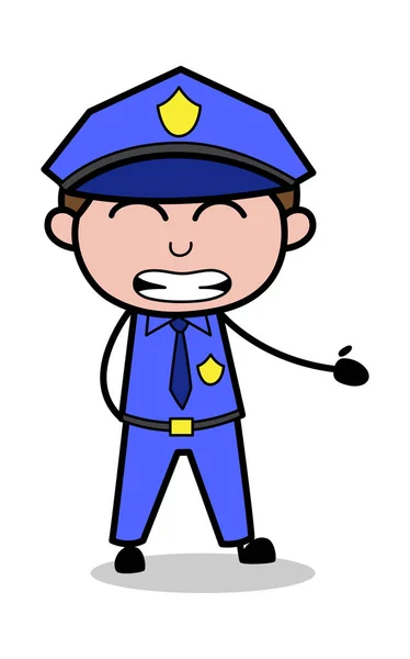 Disgust - Retro Cop Policeman Vector Illustration — Stock Vector