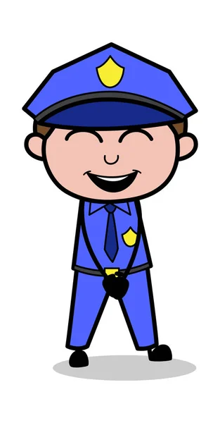 Laughing Loudly - Retro Cop Policeman Vector Illustration — Stock Vector