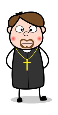 Hitted Face-karikatür Priest dini vektör Illustration