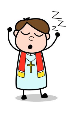 Dreaming-karikatür Priest dini vektör Illustration
