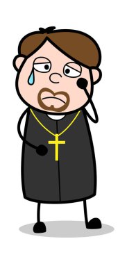 Sad-karikatür Priest dini vektör Illustration