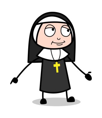 Utanç-karikatür Rahibe Lady Vector Illustration