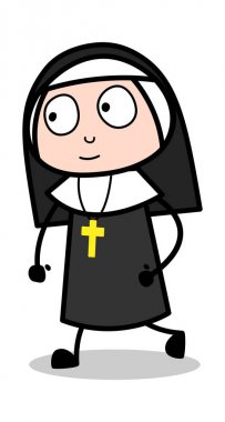 Korkmuş koşu-karikatür Rahibe Lady Vector Illustration