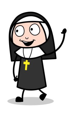 Merhaba jest-karikatür Rahibe Lady Vector Illustration