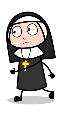 Yürüyüş-karikatür Rahibe Lady Vector Illustration