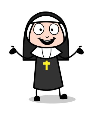 Gösteren boş Hands-karikatür Rahibe Lady vektör Illustration