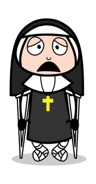 Özürlü-karikatür Rahibe Lady Vector Illustration