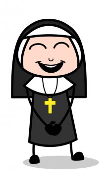 Mutlu-karikatür Rahibe Lady Vector Illustration