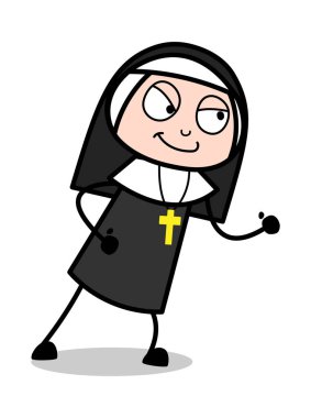 Gitmek için hazır-karikatür Rahibe Lady Vector Illustration