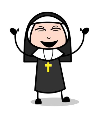 Laugh-karikatür Rahibe Lady vektör Illustration