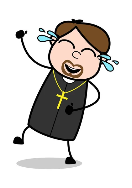 Tears of Joy - Cartoon Priest Religious Vector Illustration — Stock Vector