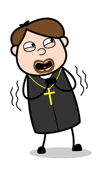 Fearful - Cartoon Priest Religious Vector Illustration — Stock Vector