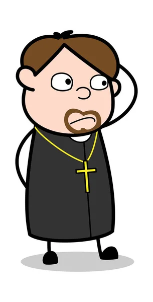 Guilty - Cartoon Priest Religious Vector Illustration — Stock Vector