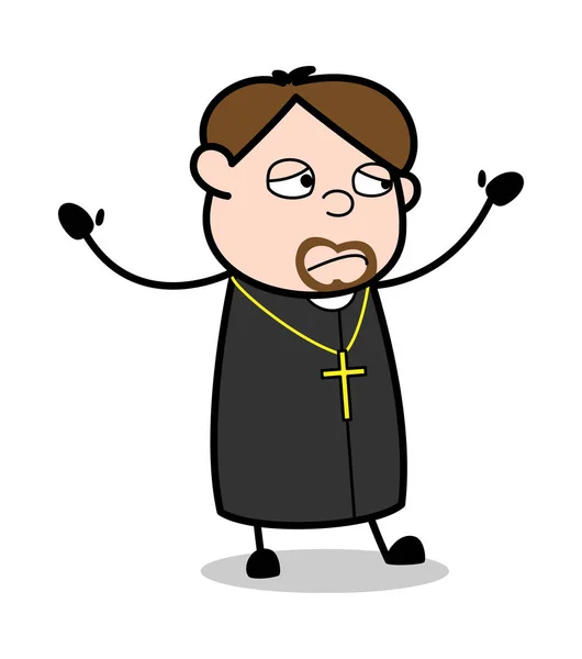 Dissatisfied - Cartoon Priest Religious Vector Illustration — Stock Vector