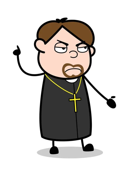 Doing rozmowa w gniew nastroju-Cartoon Priest religijne VECT — Wektor stockowy
