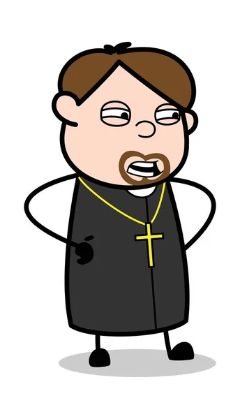 Cunning - Cartoon Priest Religious Vector Illustration — Stock Vector