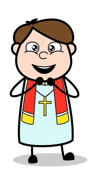 Excitement - Cartoon Priest Religious Vector Illustration — Stock Vector