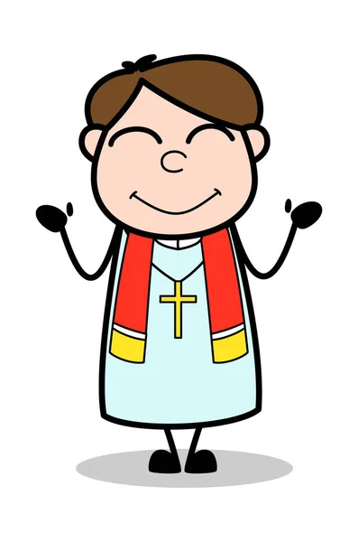 Smiling - Cartoon Priest Religious Vector Illustration — Stock Vector