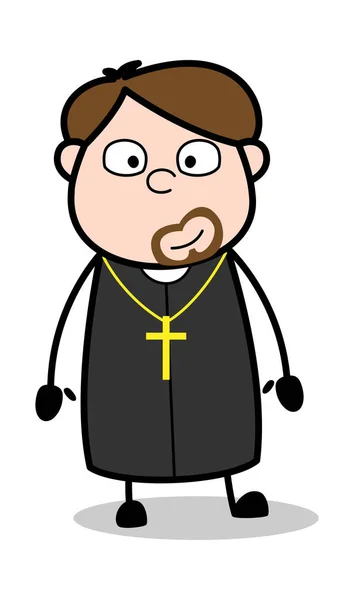 Making Face - Cartoon Priest Religious Vector Illustration — Stock Vector