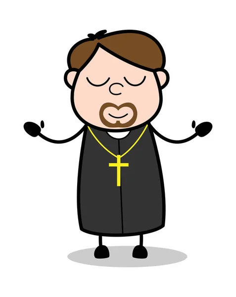 Sober - Cartoon Priest Religious Vector Illustration — Stock Vector