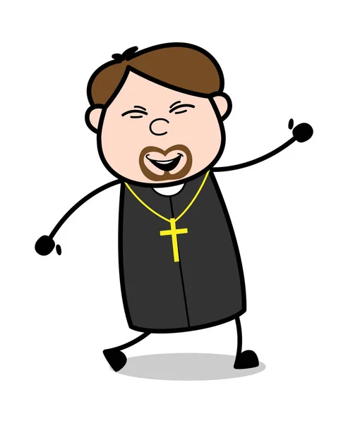Szczęście-kreskówka kapłan religijny wektor ilustracja — Wektor stockowy