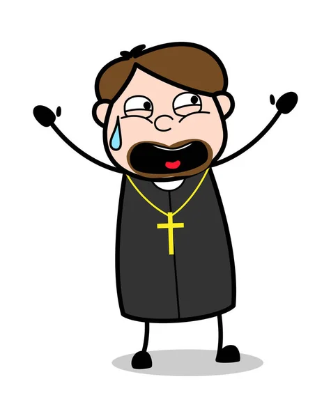 Screaming - Cartoon Priest Religious Vector Illustration — Stock Vector