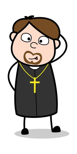 Frightened - Cartoon Priest Religious Vector Illustration — Stock Vector