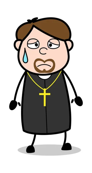 Exhausted - Cartoon Priest Religious Vector Illustration — Stock Vector