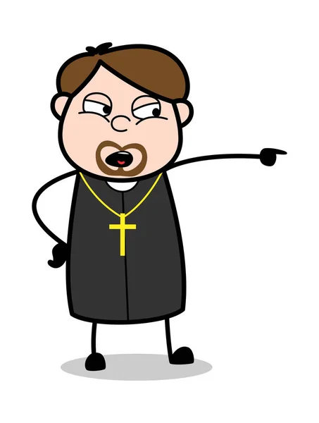 Scolding - Cartoon Priest Religious Vector Illustration — Stock Vector