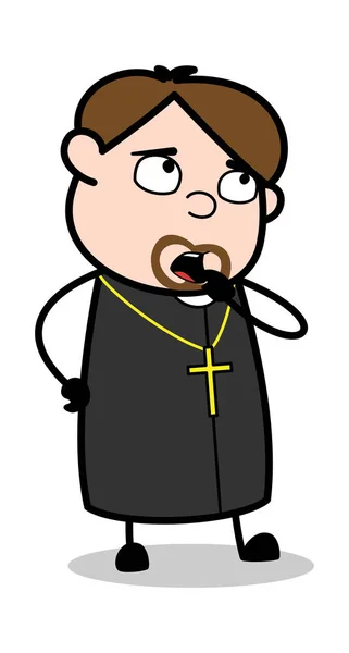 Pensamento - Cartoon Priest Religioso Vector Ilustração — Vetor de Stock