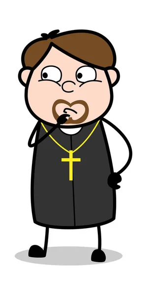 Making Plan - Cartoon Priest Religious Vector Illustration — Stock Vector